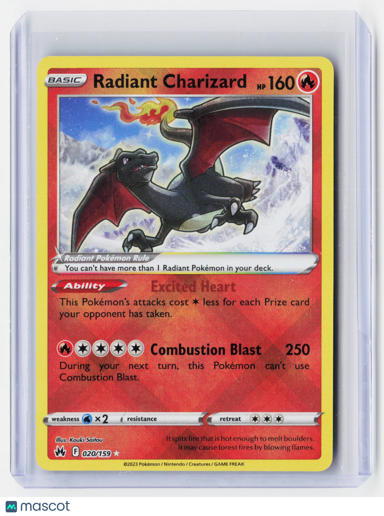2023 Pokemon—Radiant Charizard #20/159 Crown Zenith—Rare Holo
