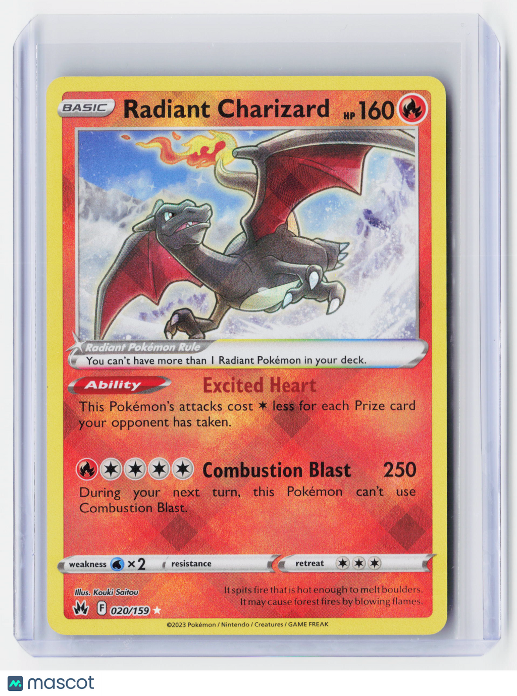 2023 Pokemon—Radiant Charizard #020/159 Crown Zenith—Radiant Rare Holo