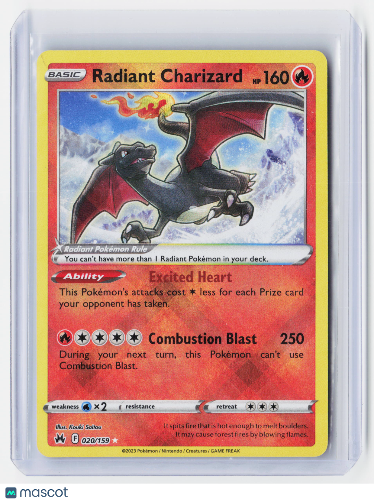 2023 Pokemon—Radiant Charizard #020/159 Crown Zenith—Radiant Rare Holo