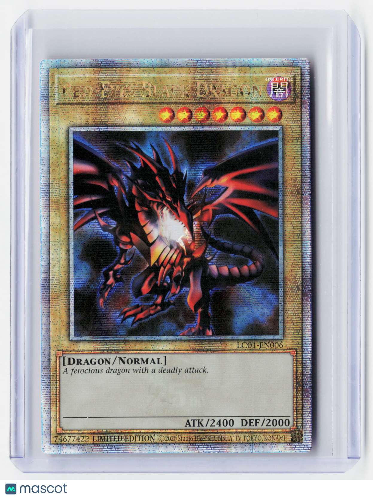 2020 YuGiOh!—Red-Eyes Black Dragon #LC01-EN006 (25th Anniversary Ed.)—QCSR Holo