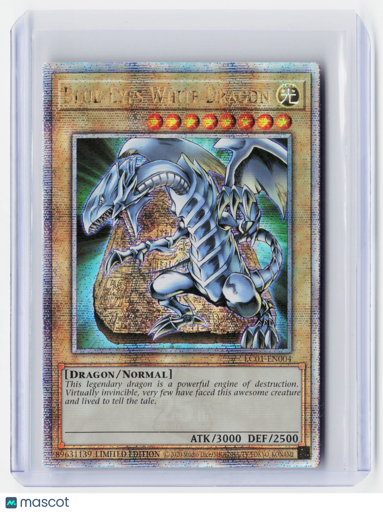 2020 YuGiOh!—Blue-Eyes White Dragon #LC01-EN004 25th Anniversary Ed.—QCSR Holo