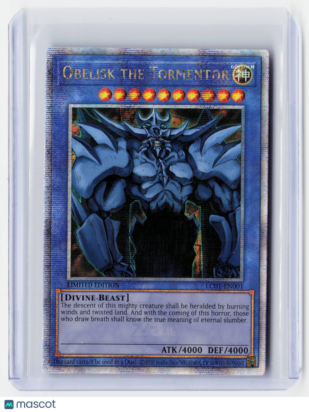 2020 YuGiOh!—Obelisk the Tormentor #LC01-EN001 25th Anniversary Ed—QCSR Holo