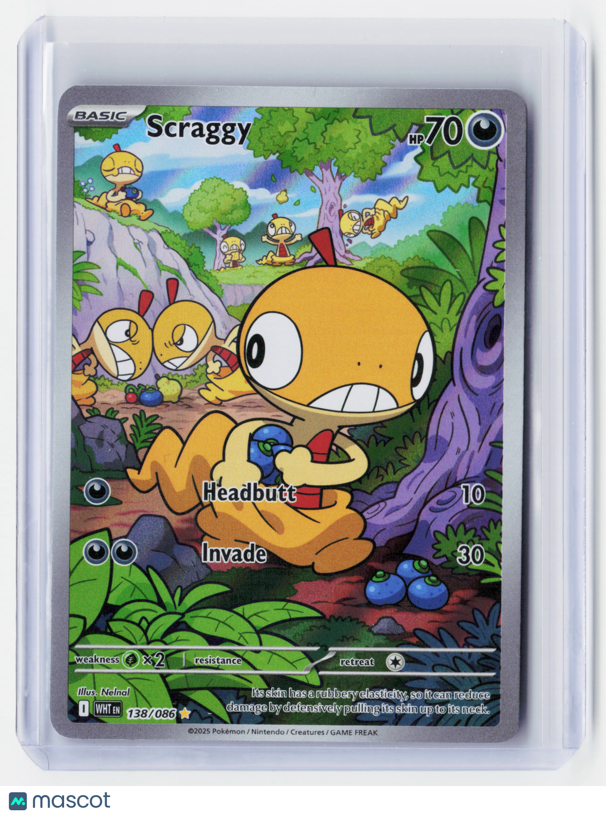 2025 Pokemon—Scraggy #138/86 Scarlet & Violet White Flare—Secret Rare Holo