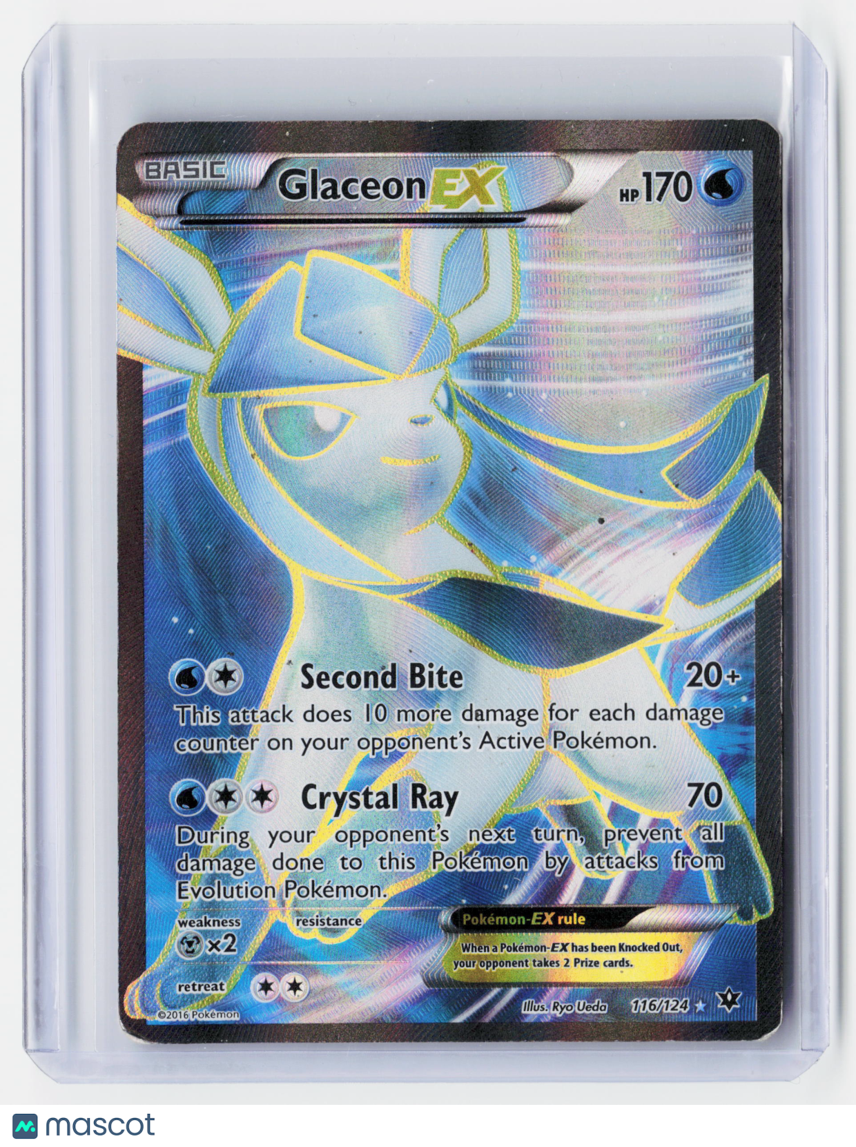 2016 Pokemon—Glaceon EX (Full Art) #116/124 Fates Collide—UR Holo [Damaged]