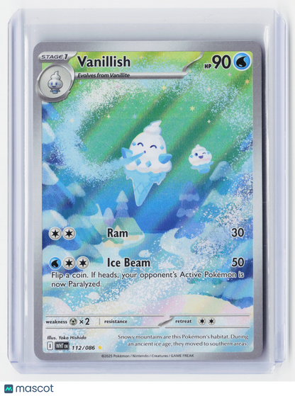 2025 Pokemon—Vanillish #112/86 Scarlet & Violet White Flare—Secret Rare Holo