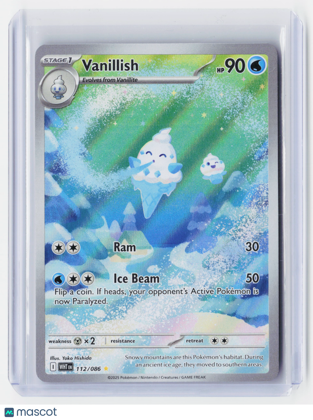 2025 Pokemon—Vanillish #112/086 White Flare—Illustration Rare Foil
