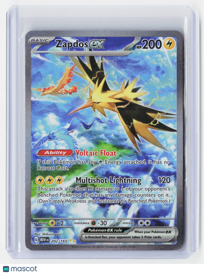 2023 Pokemon—Zapdos EX #202/165 Scarlet & Violet 151—Secret Rare Holo (MP)