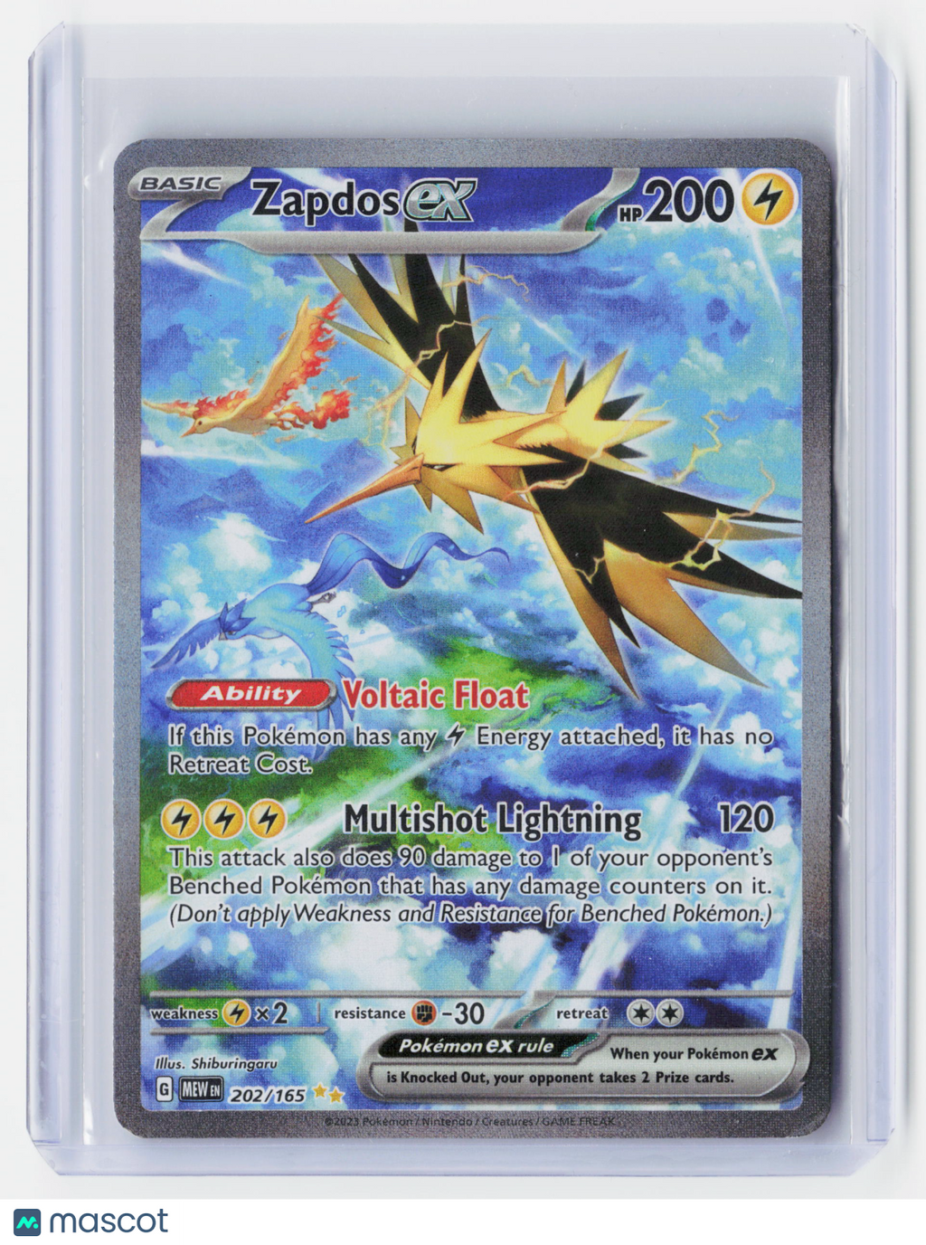 2023 Pokemon—Zapdos ex #202 Scarlet & Violet 151—SIR Holo [Moderately Played]