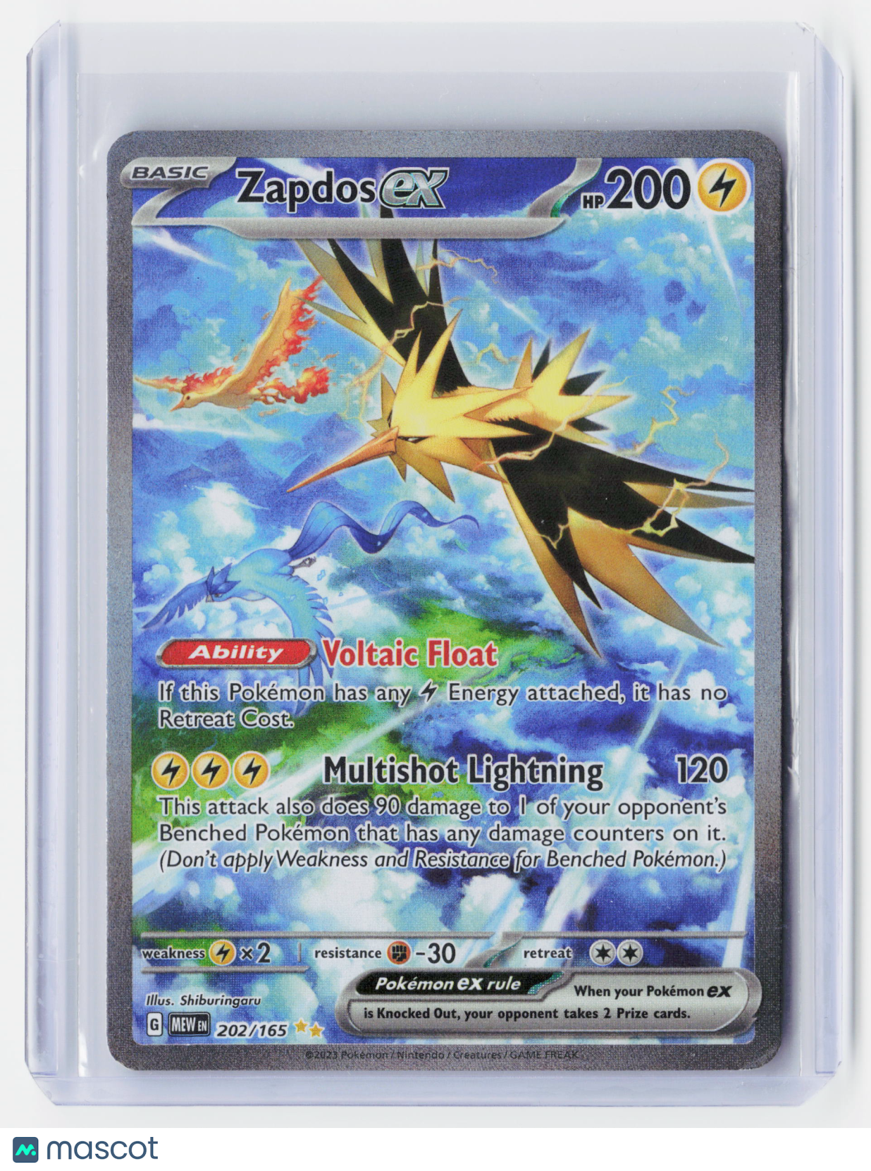 2023 Pokemon—Zapdos ex #202 Scarlet & Violet 151—SIR Holo [Moderately Played]