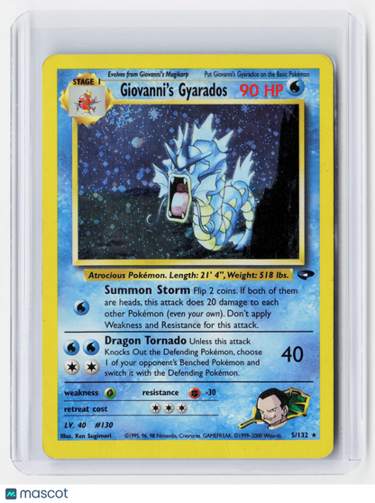 2000 Pokemon—Giovanni's Gyarados #5/132 Gym Challenge—Rare Holo (Damaged)