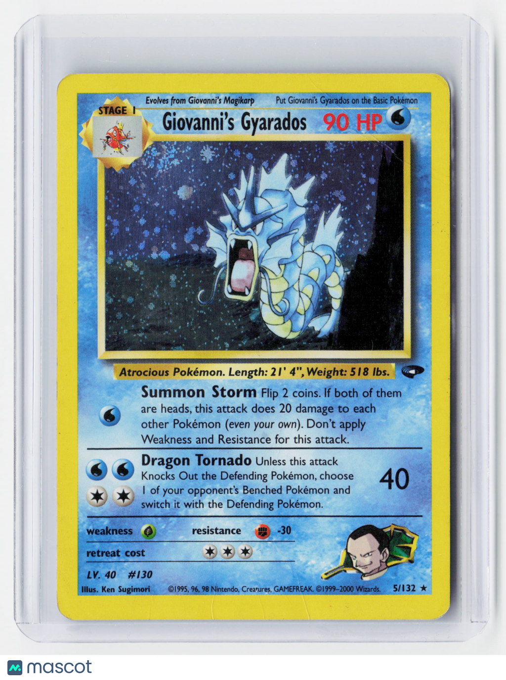 2000 Pokemon—Giovanni's Gyarados #5/132 Gym Challenge—Rare Holo [Damaged]