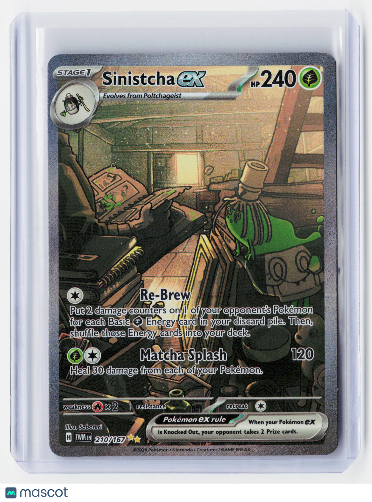 2024 Pokemon—Sinistcha ex #210/167 Twilight Masquerade—Secret Rare Holo