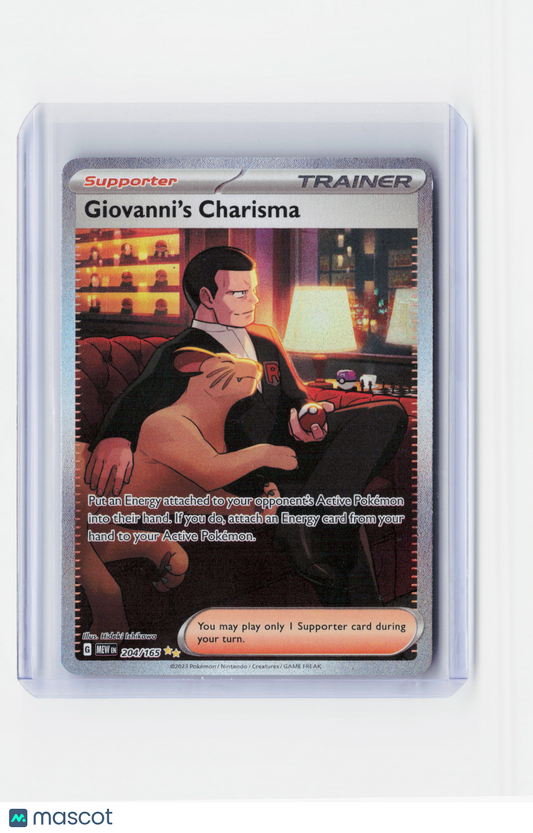 2023 Pokemon—Giovanni's Charisma #204/165 S&V 151—Secret Rare Holo