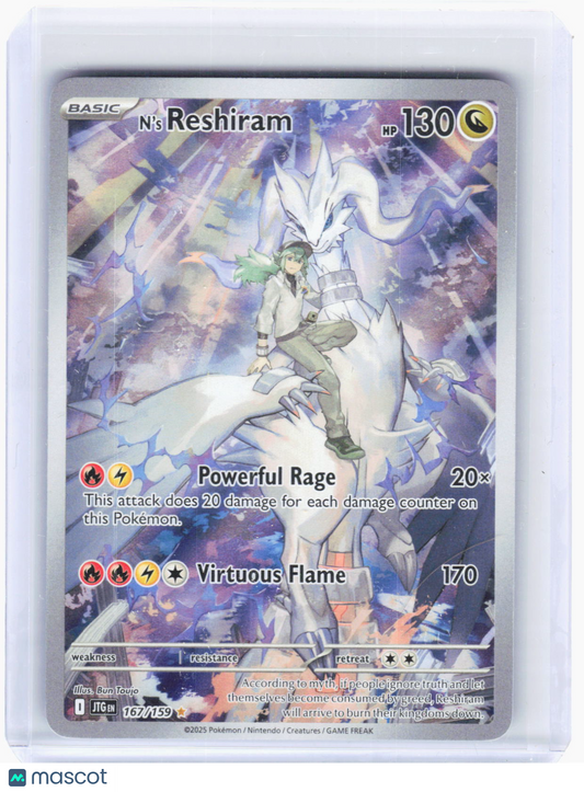 2025 Pokemon—N'S Reshiram #167/159 Journey Together—Illustration Rare Foil