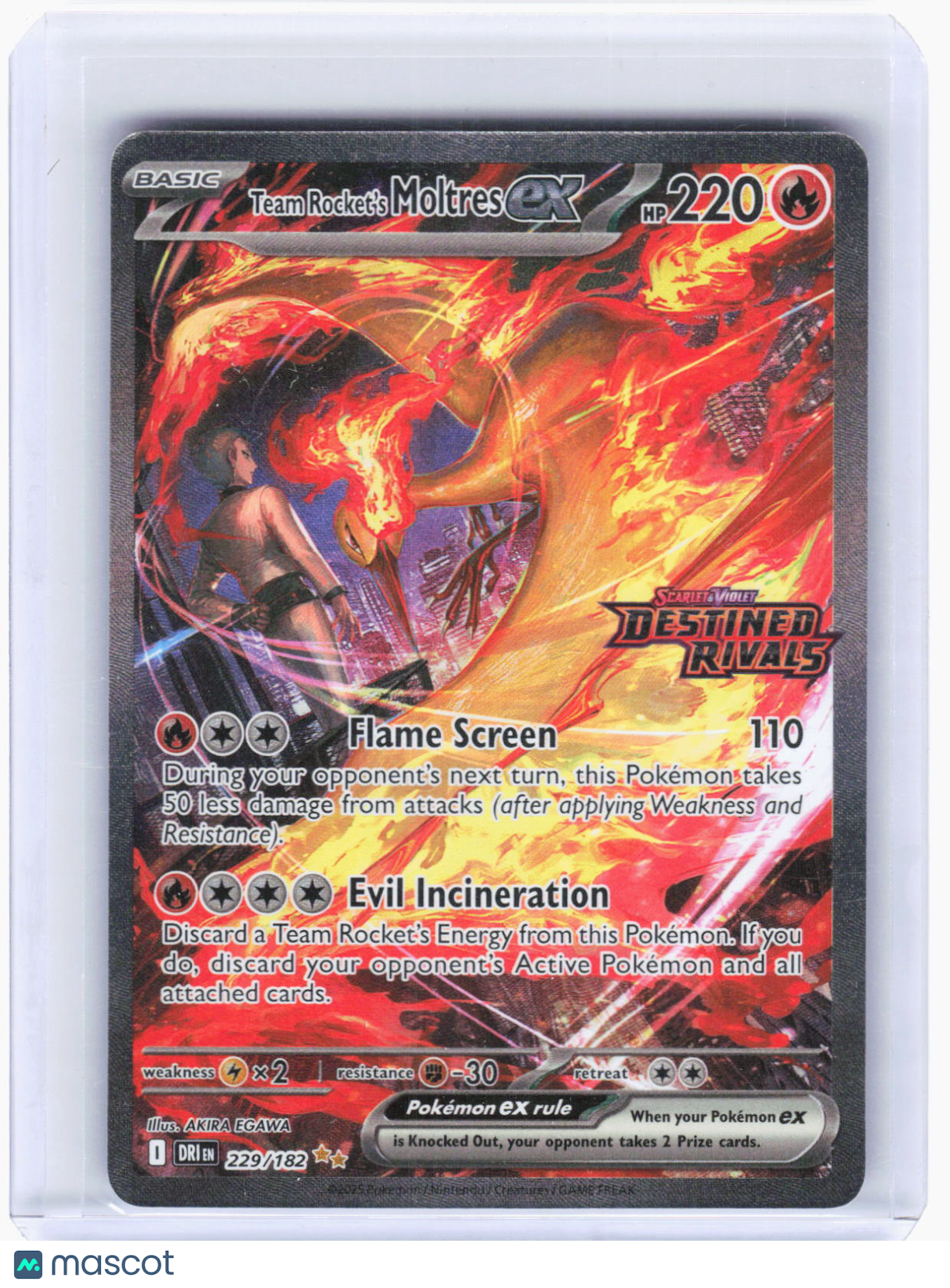 2025 Pokemon—Team Rocket's Moltres ex #229/182 Destined Rivals—SIR Holo