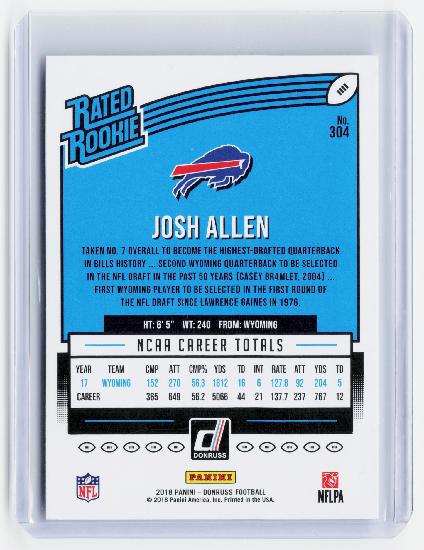 2018 Panini Donruss Football—Josh Allen #304