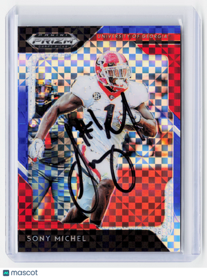 2019 Panini Prizm Draft Picks Football—Sony Michel #88 Red Blue Mosaic 40/99