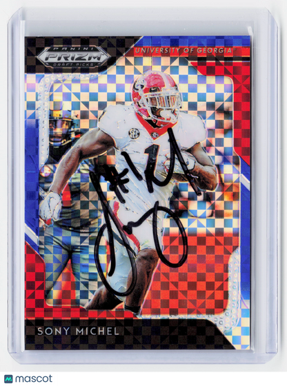 2019 Panini Prizm Draft Picks Football—Sony Michel #88 Red Blue Mosaic 40/99