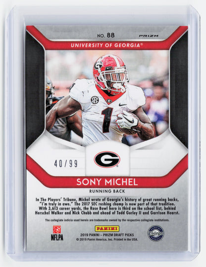 2019 Panini Prizm Draft Picks Football—Sony Michel #88 Red Blue Mosaic 40/99