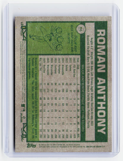 2026 Topps Heritage Baseball—Roman Anthony #86 Purple Border RC