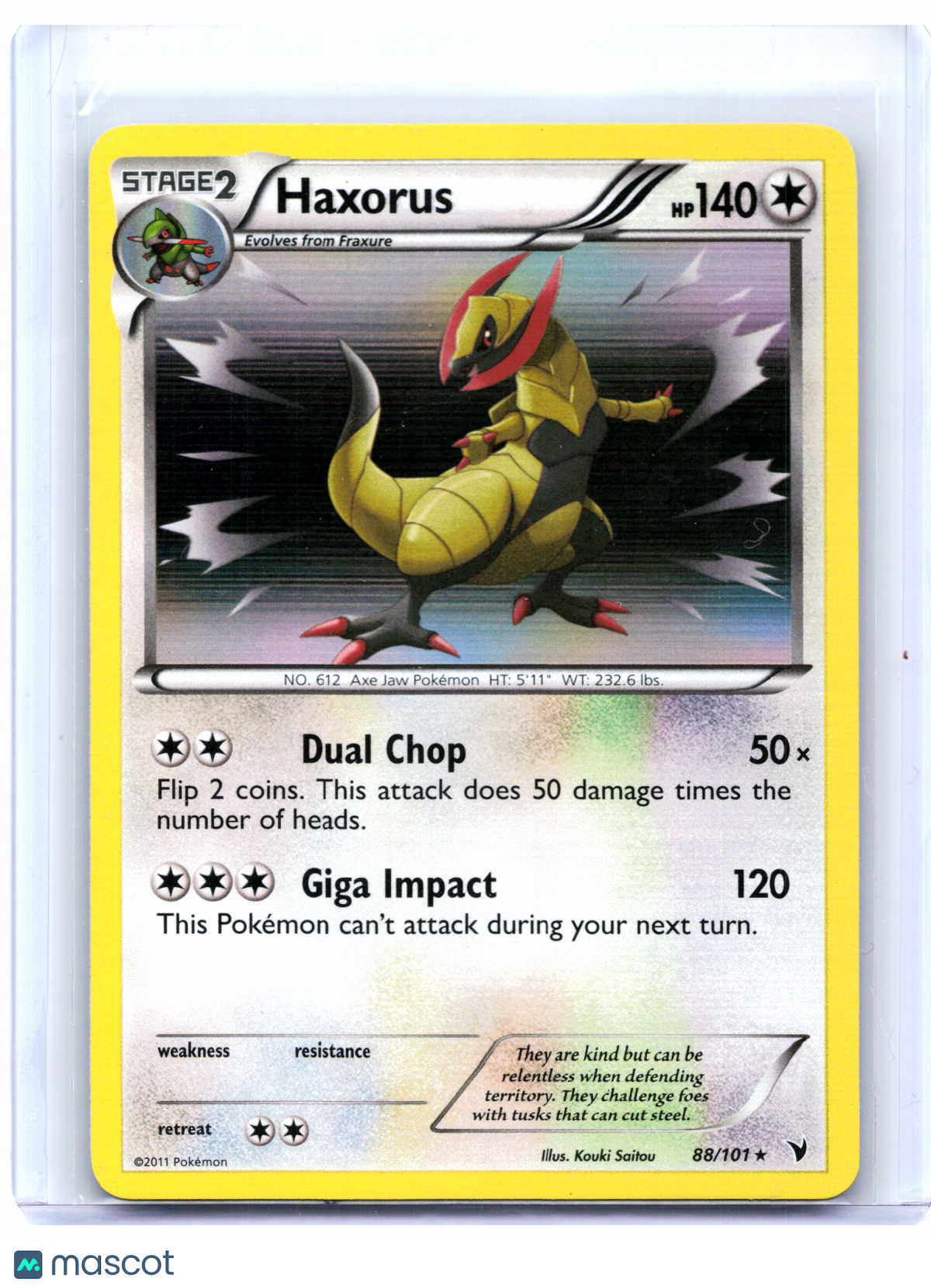 2011 Pokemon—Haxorus #88/101 Noble Victories—Holo Rare