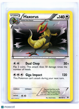 2011 Pokemon—Haxorus #88/101 Noble Victories—Holo Rare