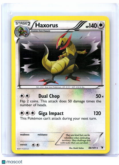 2011 Pokemon—Haxorus #88/101 Noble Victories—Holo Rare