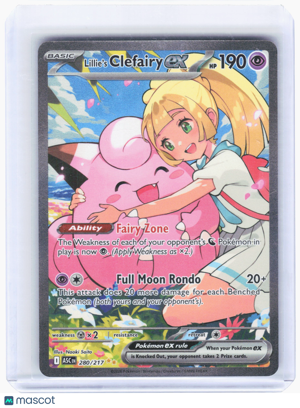 2026 Pokemon—Lillie's Clefairy EX #280 Ascended Heroes—Secret Illustration Rare