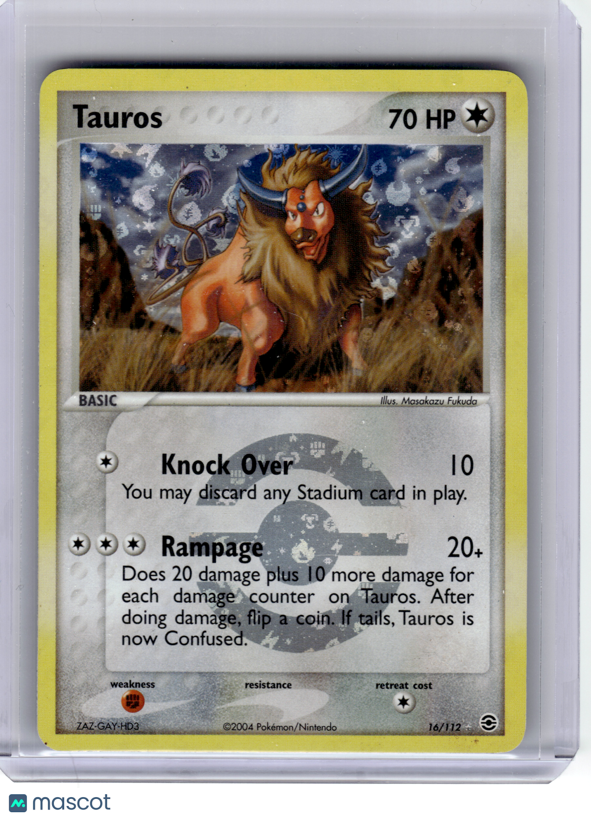 2004 Pokemon—Tauros #16 FireRed & LeafGreen—Rare Reverse Holo [MP]