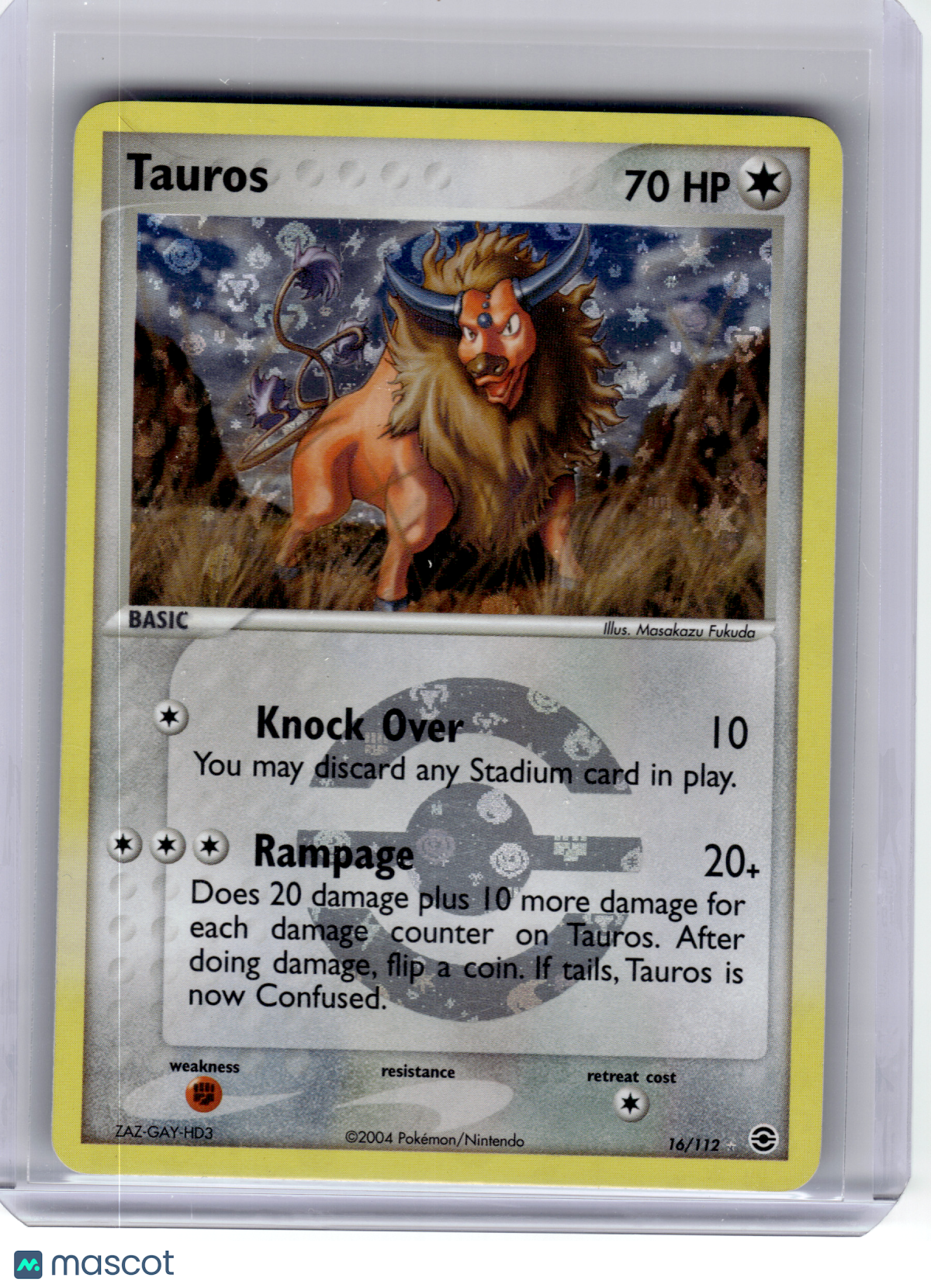 2004 Pokemon—Tauros #16 FireRed & LeafGreen—Rare Reverse Holo [MP]