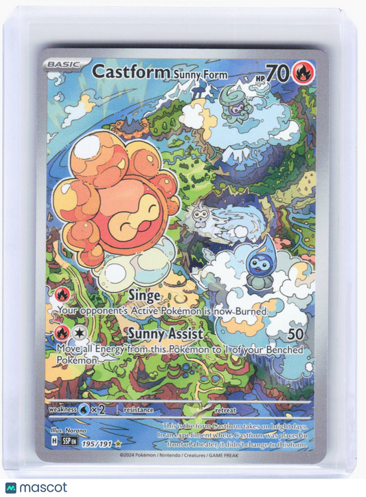 2024 Pokemon—Castform Sunny Form #195 Surging Sparks—Illustration Rare Holo
