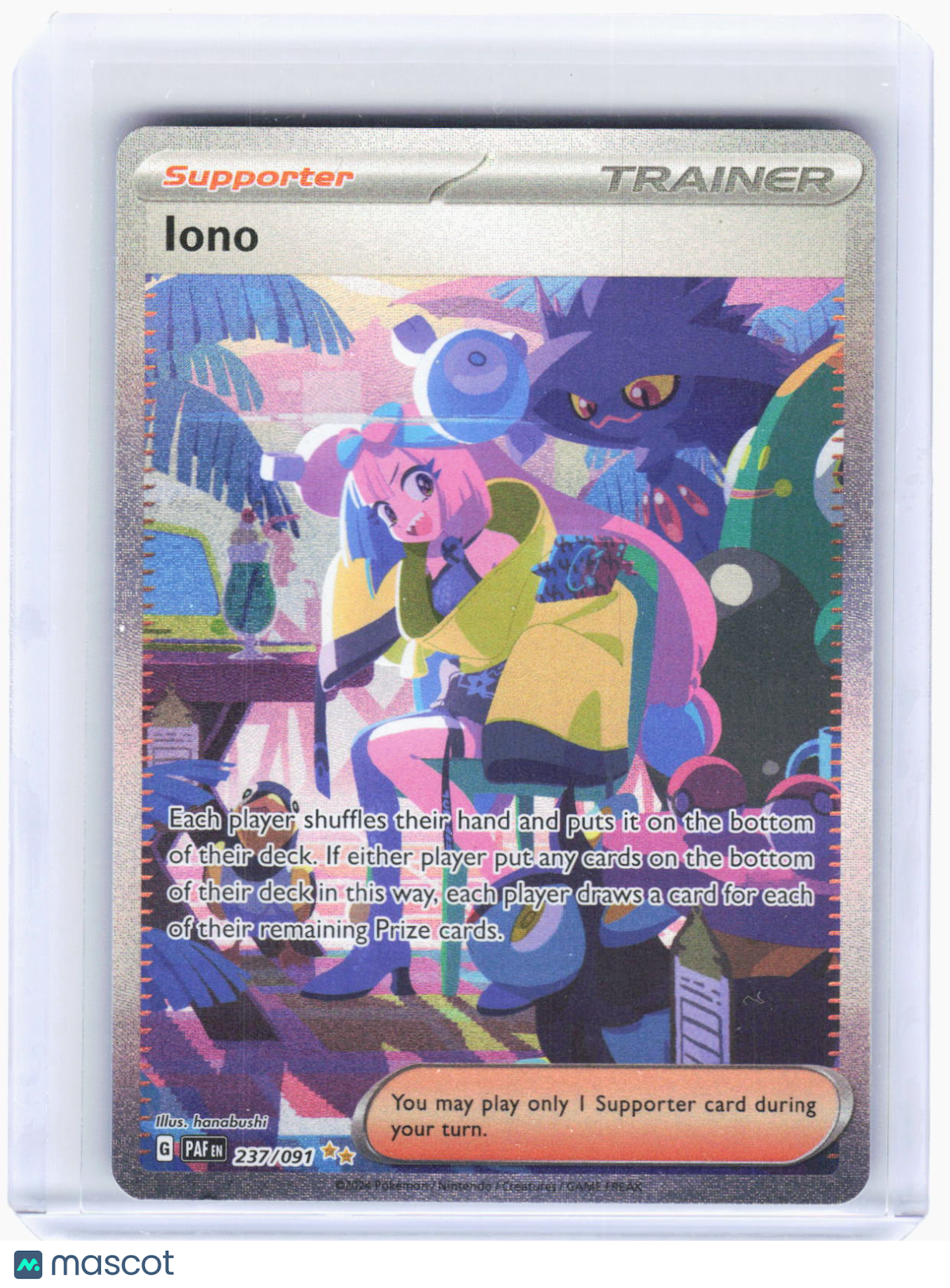 2024 Pokemon—Iono #237 Paldean Fates—Special Illustration Rare Holo