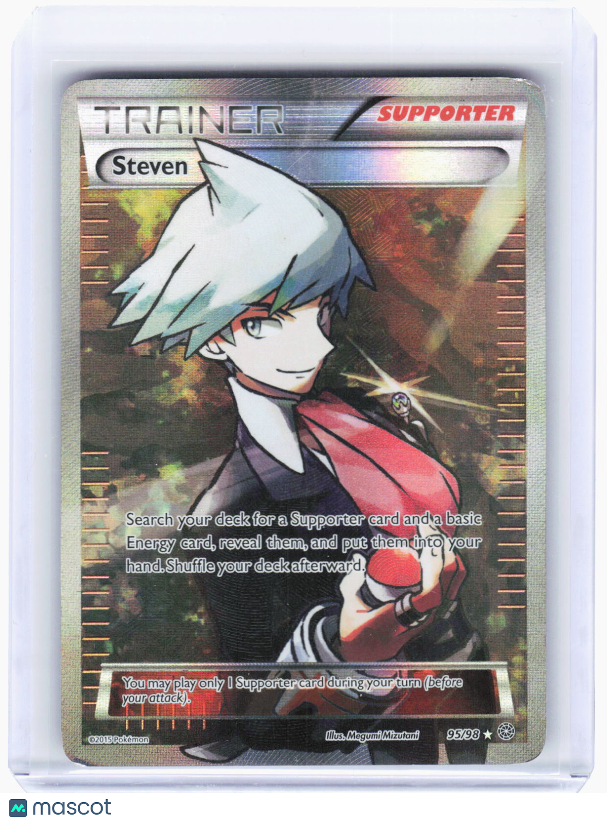 2015 Pokemon—Steven (Full Art) #95/98 Ancient Origins—Ultra Rare Foil (Damaged)