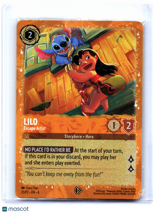 2024 Disney Lorcana—Lilo - Escape Artist #25/P2 Promo 2—Special Foil [Sealed]