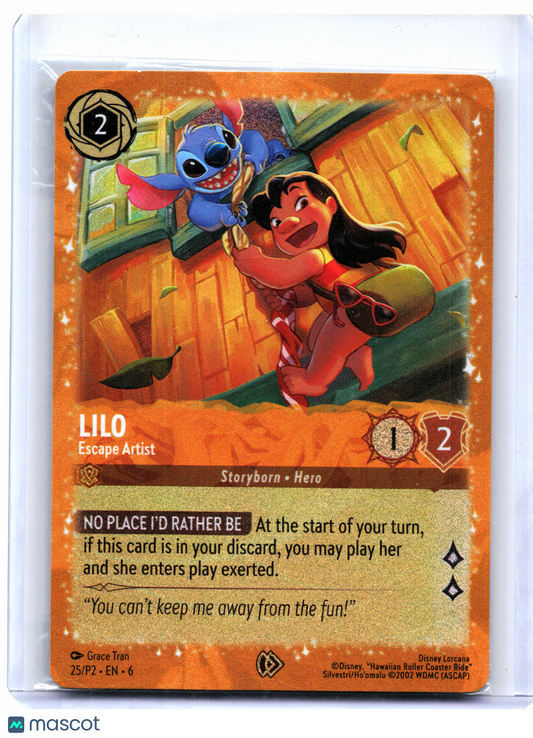 2024 Disney Lorcana—Lilo - Escape Artist #25/P2 Promo 2—Special Foil [Sealed]