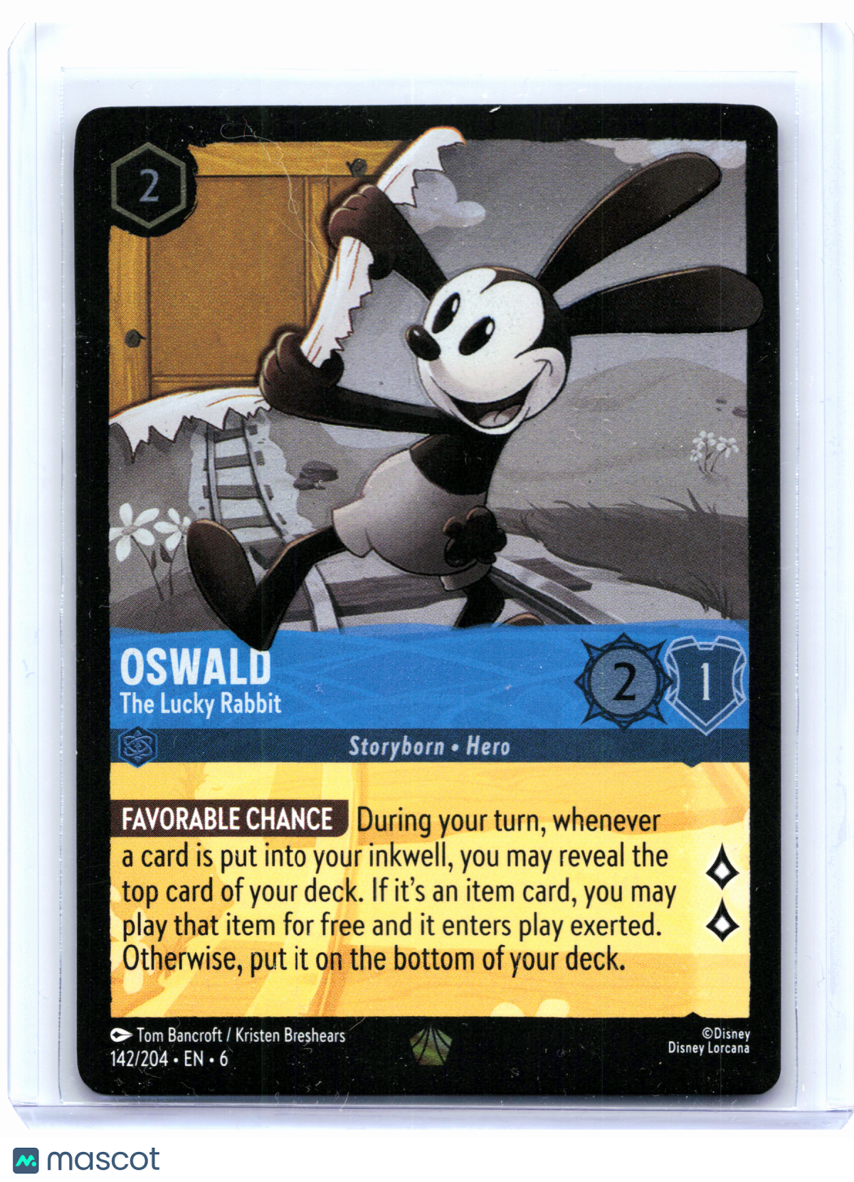2024 Lorcana—Oswald - The Lucky Rabbit #142/204 Azurite Sea—Legendary ...