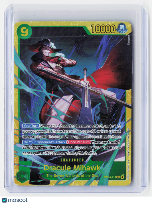 2026 One Piece—Dracule Mihawk #OP14-119 The Azure Sea's Seven—Holo Alt. Art