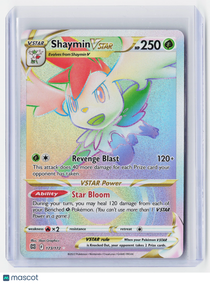 2022 Pokemon—Shaymin VSTAR #173/172-Brilliant Stars—Secret Rare Rainbow