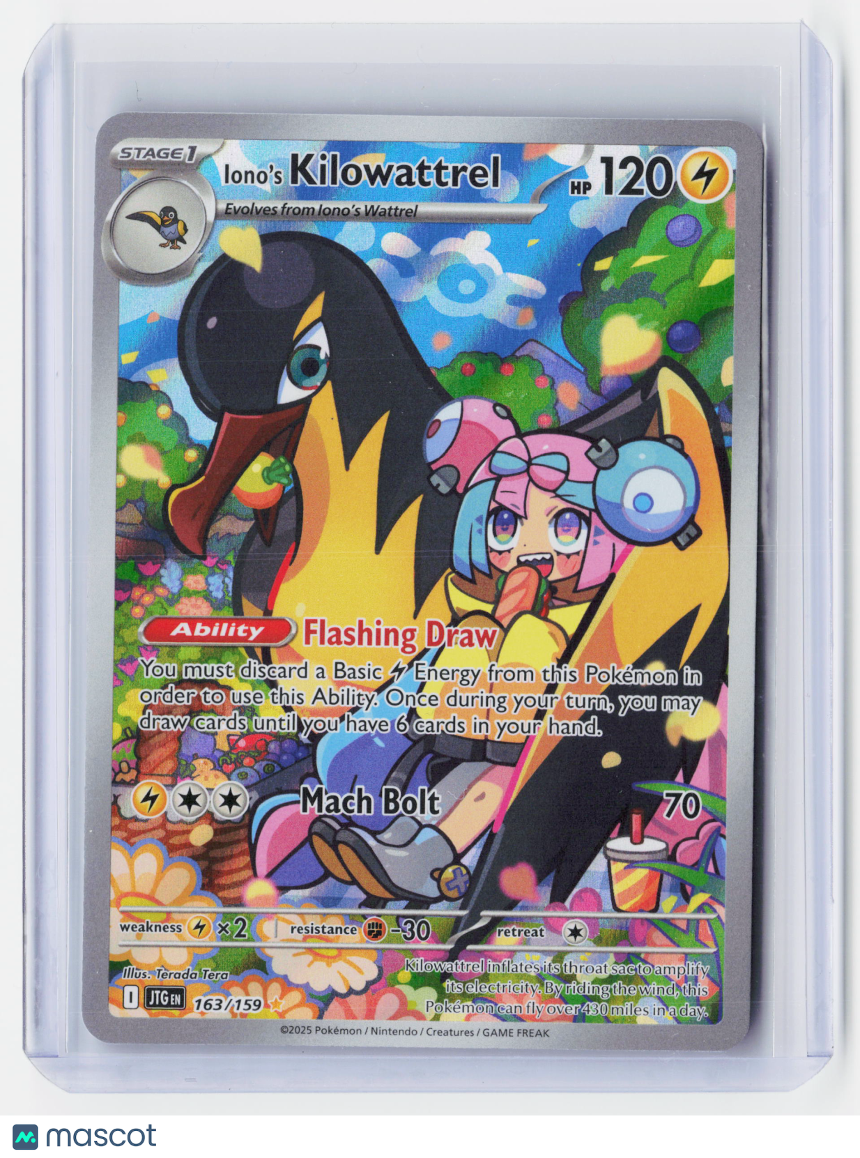 2025 Pokemon—Iono's Kilowattrel #163/159-Journey Together—Secret Rare Holo