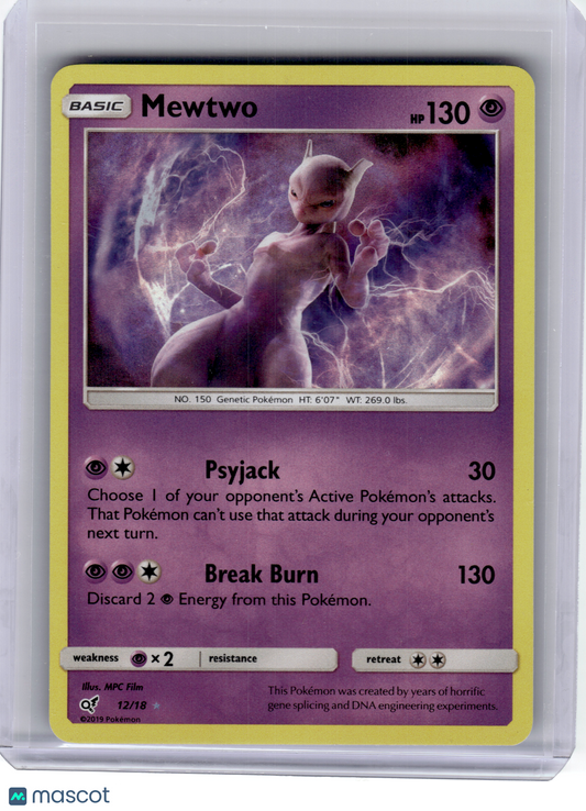 2019 Pokemon—Mewtwo #12 Detective Pikachu—Rare Holo