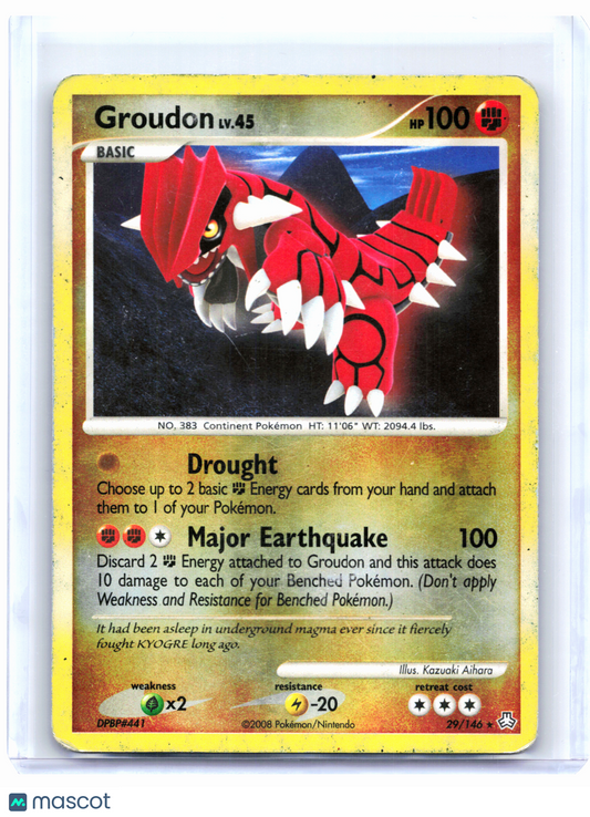 2008 Pokemon—Groudon #29/146 Legends Awakened—Rare Reverse Holo [Damaged]