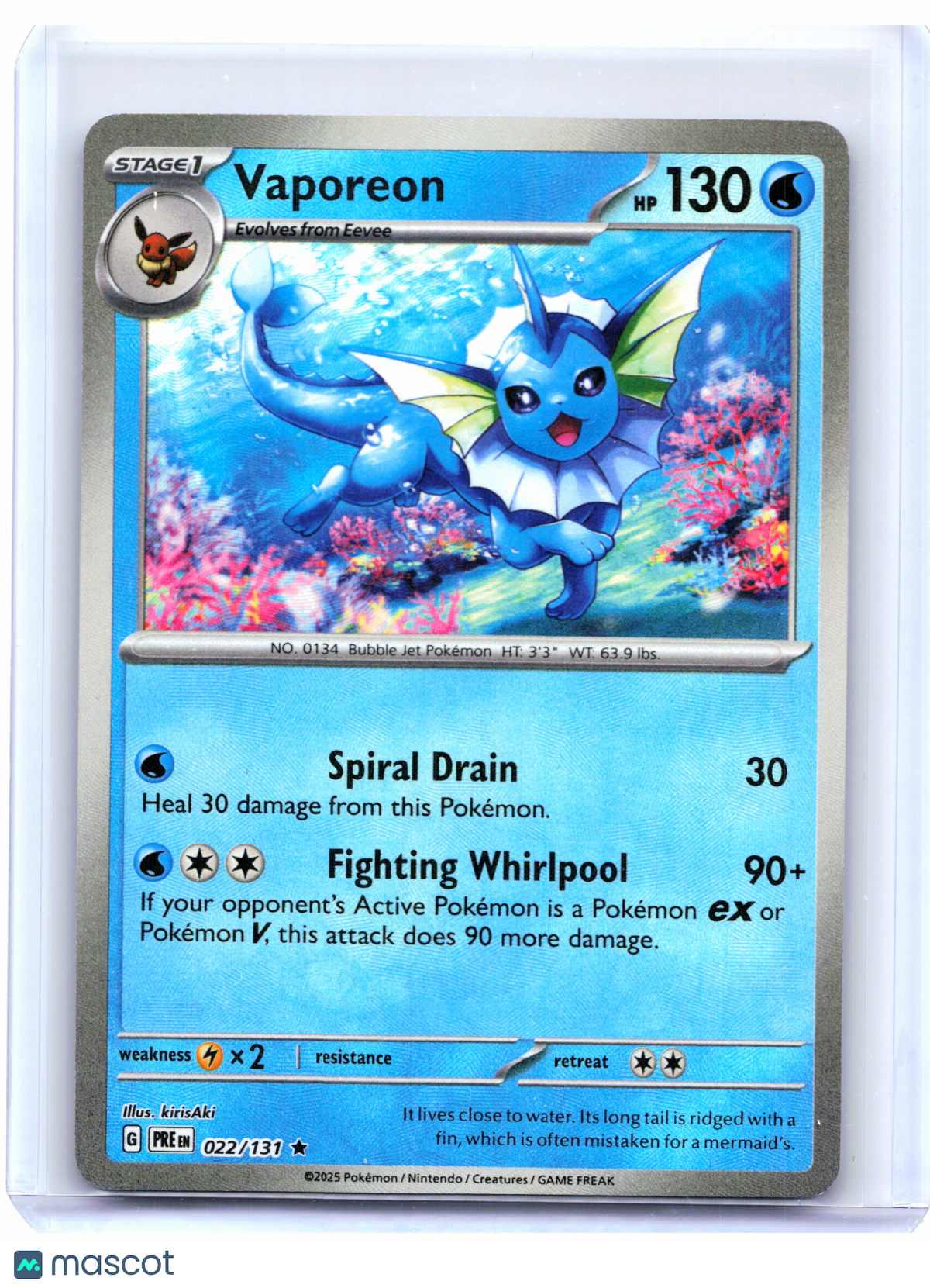 2025 Pokemon—Vaporeon (Master Ball Pattern) #022/131 Prismatic Evolutions—Holo