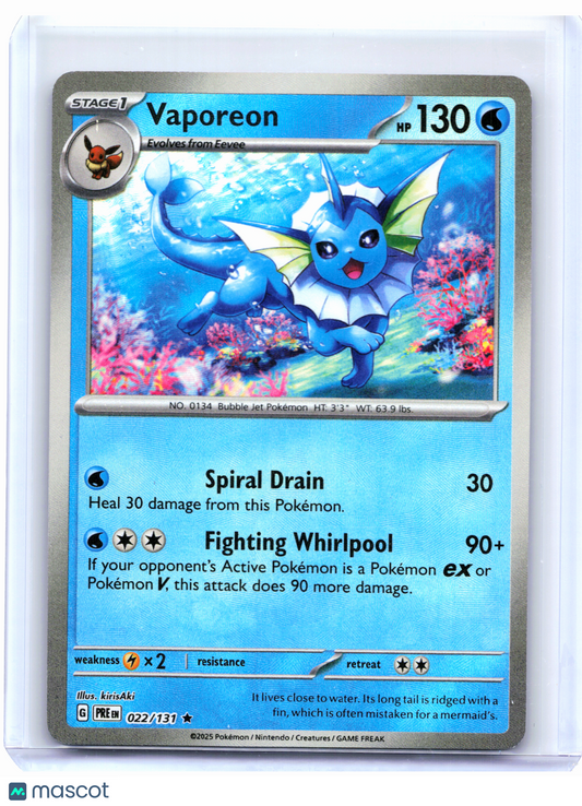 2025 Pokemon—Vaporeon (Master Ball Pattern) #022/131 Prismatic Evolutions—Holo
