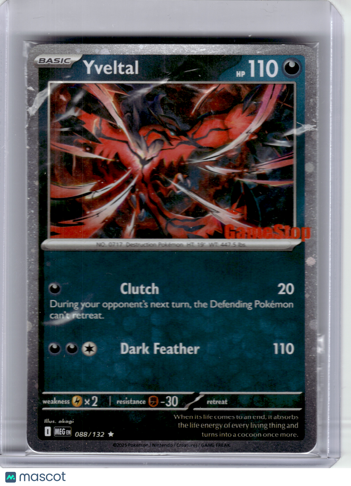 2025 Pokemon—Yveltal #88 Mega Evolution—Rare Holo [Sealed] (GameStop)
