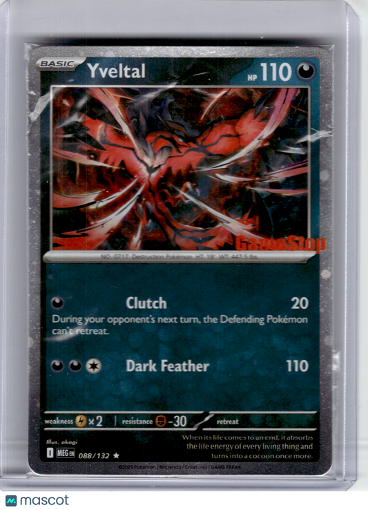 2025 Pokemon—Yveltal #88 Mega Evolution—Rare Holo [Sealed] (GameStop)