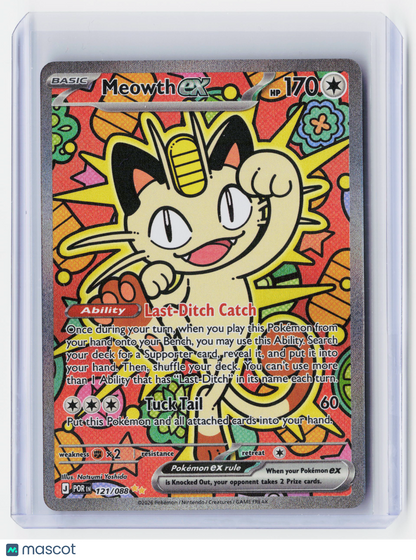 2026 Pokemon—Meowth ex #121/88-Mega Evolution – Perfect Order—Secret Rare Holo