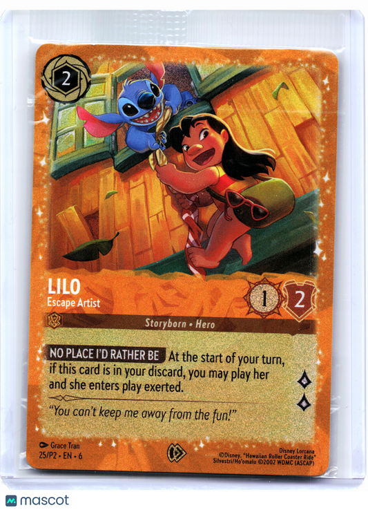 2024 Disney Lorcana—Lilo - Escape Artist #25/P2 Promo 2—Special Foil [Sealed]