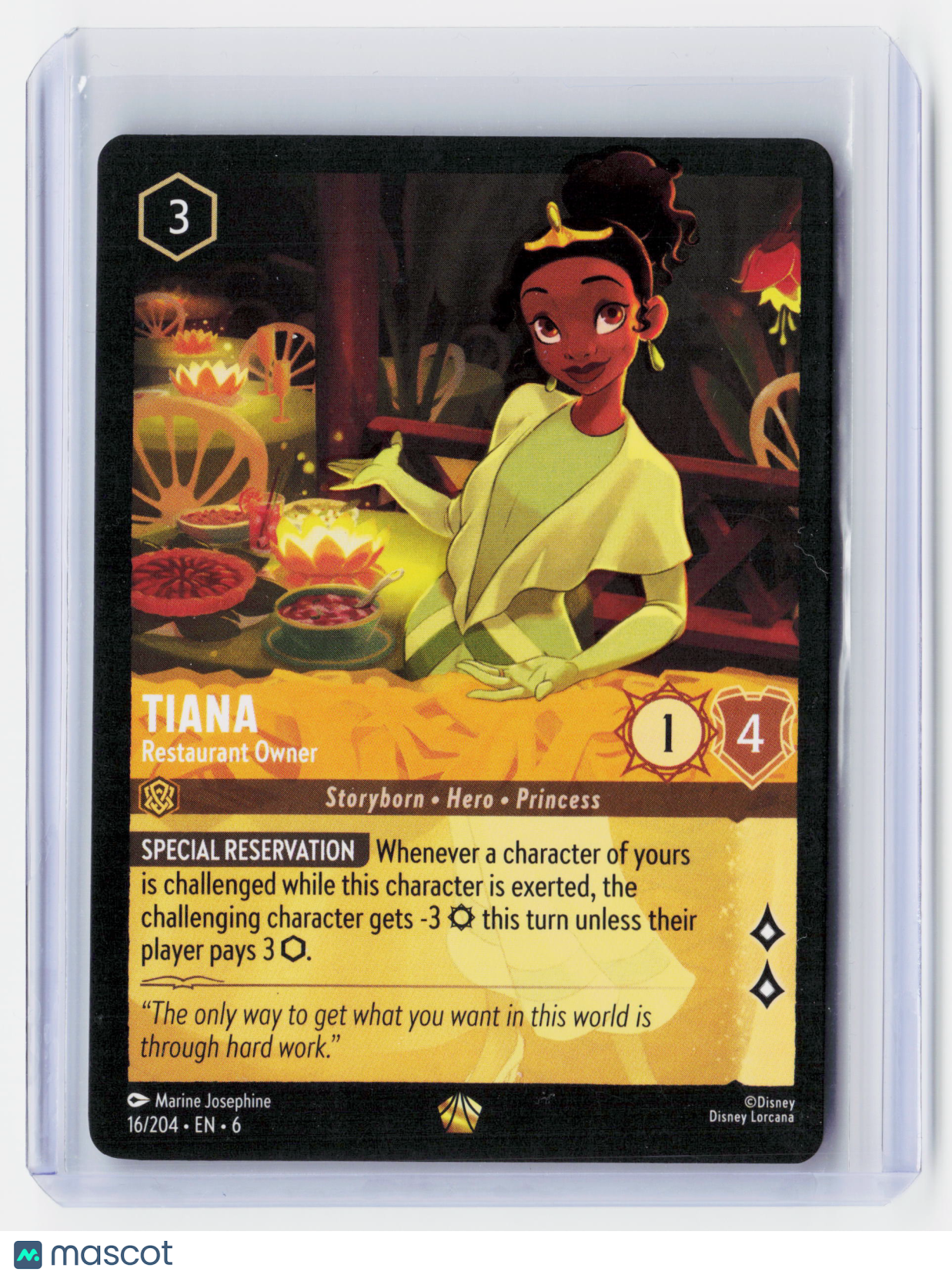 2024 Lorcana—Tiana-Restaurant Owner #16/204-Azurite Sea-Legendary