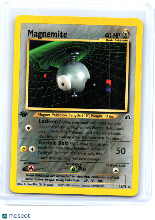 2001 Pokemon—Magnemite #26/75 Neo Discovery—Rare [Lightly Played]