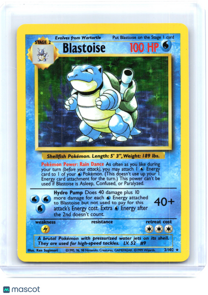 1999 Pokemon—Blastoise #2/102 Base Set—Holo Rare Holo [Moderately Played]
